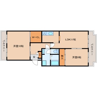 間取図 大和路線・関西本線/三郷駅 徒歩1分 2階 築38年