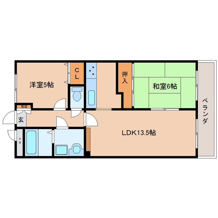 間取図 大和路線・関西本線/王寺駅 徒歩20分 2階 築26年