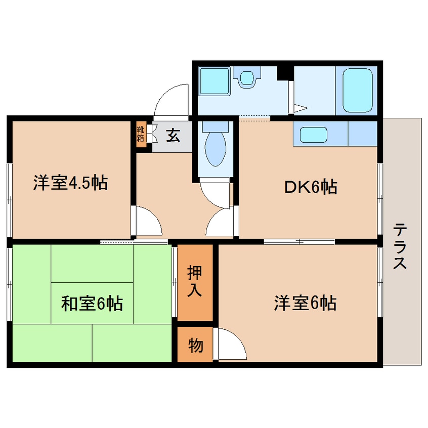 間取図 大和路線・関西本線/王寺駅 徒歩8分 1階 築26年