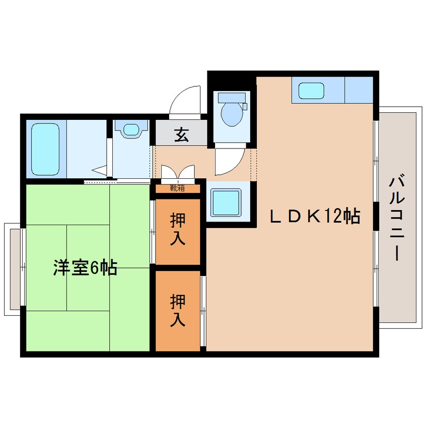 間取図 大和路線・関西本線/法隆寺駅 徒歩13分 2階 築35年
