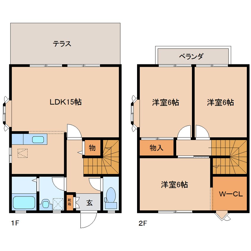 間取図 大和路線・関西本線/三郷駅 徒歩5分 1-2階 築32年