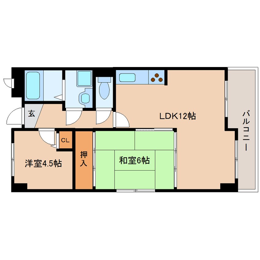 間取図 大和路線・関西本線/王寺駅 徒歩7分 4階 築31年