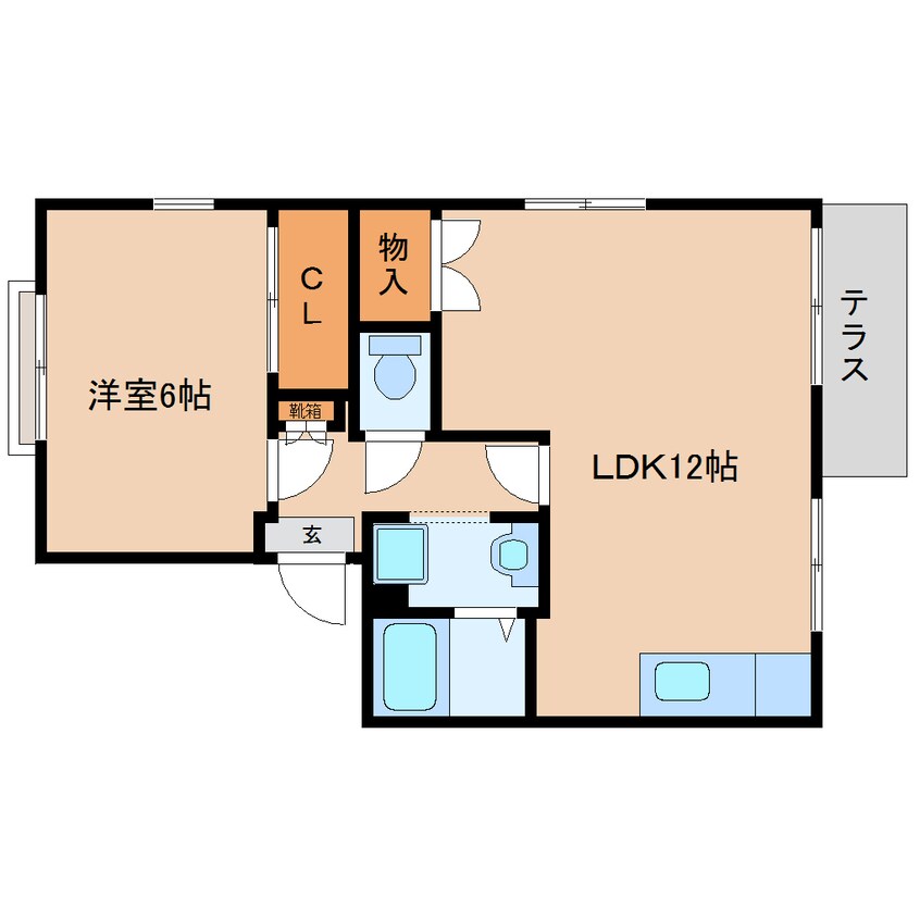 間取図 大和路線・関西本線/三郷駅 徒歩15分 1階 築38年