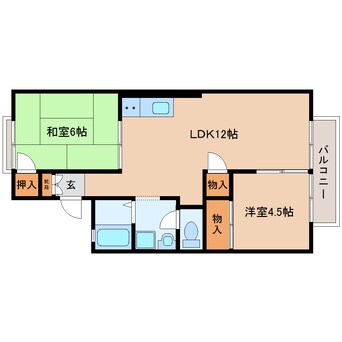 間取図 大和路線・関西本線/王寺駅 徒歩18分 2階 築36年