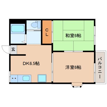 間取図 大和路線・関西本線/三郷駅 徒歩8分 2階 築36年