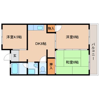 間取図 大和路線・関西本線/三郷駅 徒歩5分 3階 築41年