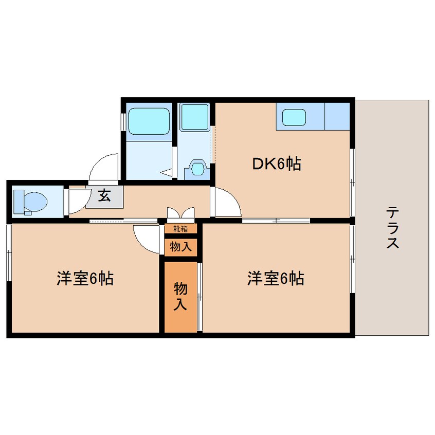 間取図 大和路線・関西本線/三郷駅 徒歩8分 1階 築37年