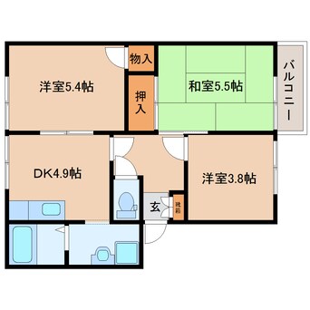 間取図 大和路線・関西本線/王寺駅 バス7分広瀬台2丁目下車:停歩3分 2階 築28年