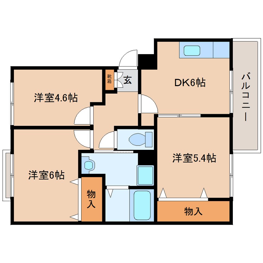 間取図 大和路線・関西本線/法隆寺駅 徒歩11分 3階 築26年