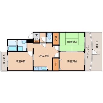 間取図 大和路線・関西本線/三郷駅 徒歩8分 1階 築40年