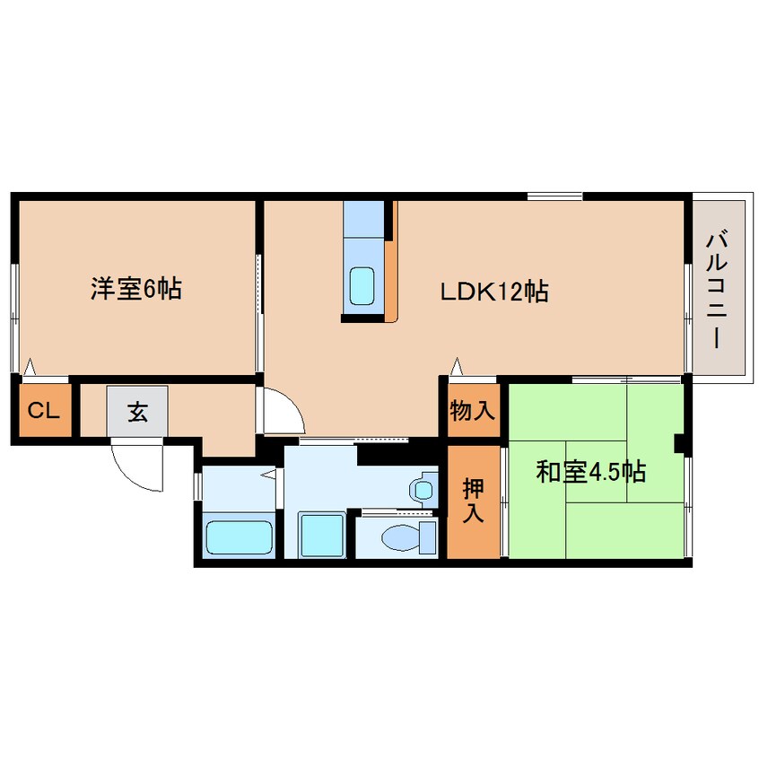 間取図 大和路線・関西本線/王寺駅 バス8分広瀬台2丁目下車:停歩2分 2階 築41年