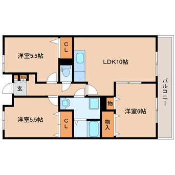 間取図 近鉄生駒線/平群駅 徒歩6分 3階 築25年