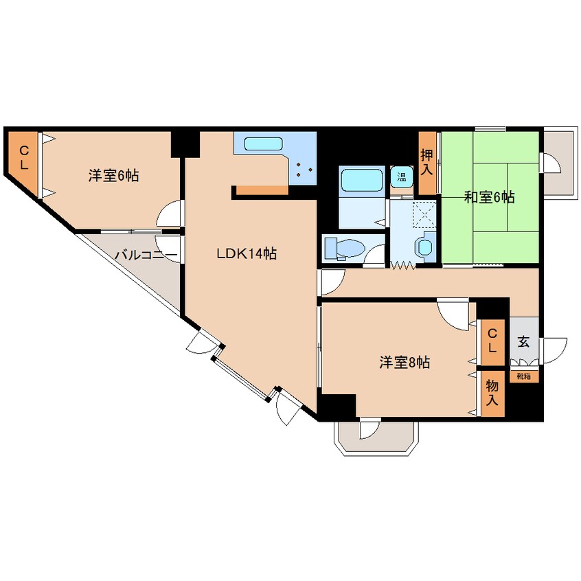 間取図 大和路線・関西本線/王寺駅 徒歩5分 5階 築33年