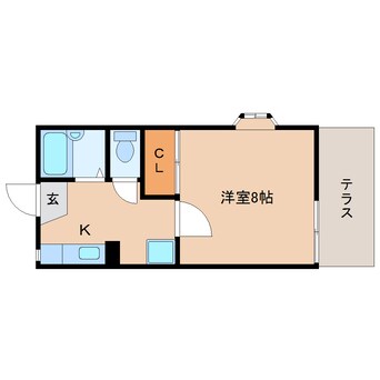 間取図 大和路線・関西本線/三郷駅 徒歩9分 1階 築33年