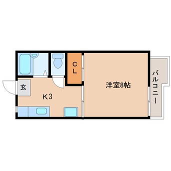 間取図 大和路線・関西本線/三郷駅 徒歩6分 2階 築33年