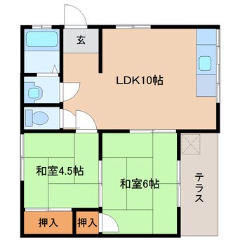 間取図 和歌山線/畠田駅 徒歩8分 1階 築44年