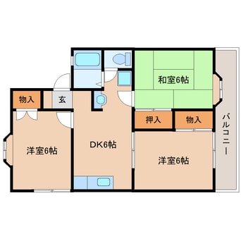 間取図 大和路線・関西本線/王寺駅 バス8分竜田大橋下車:停歩7分 2階 築30年