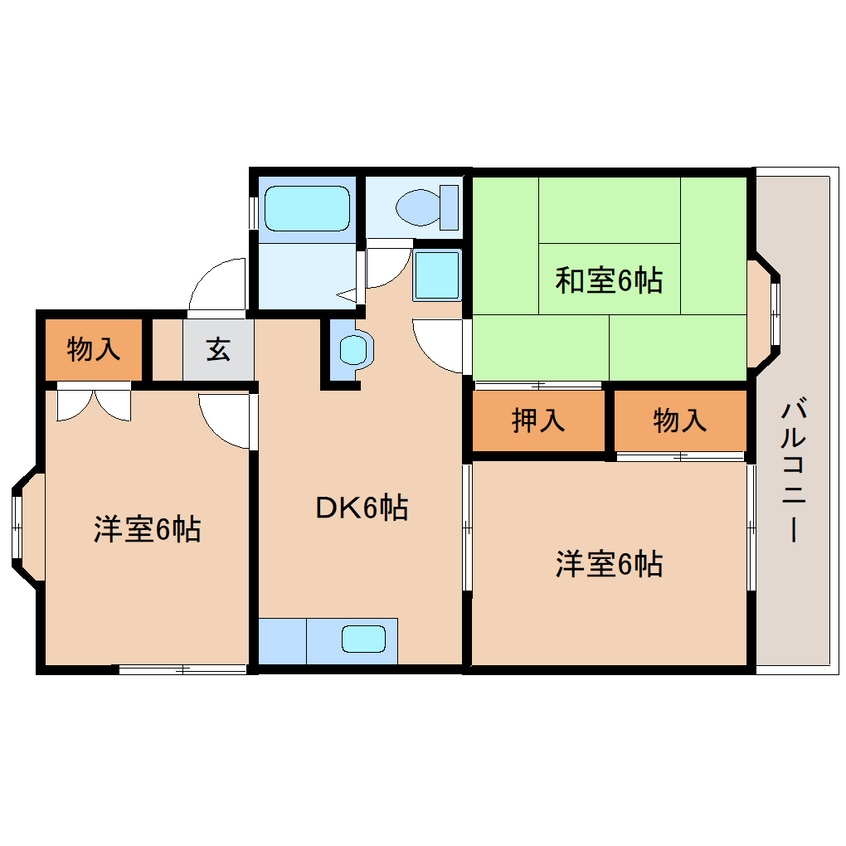 間取図 大和路線・関西本線/王寺駅 バス8分竜田大橋下車:停歩7分 2階 築30年