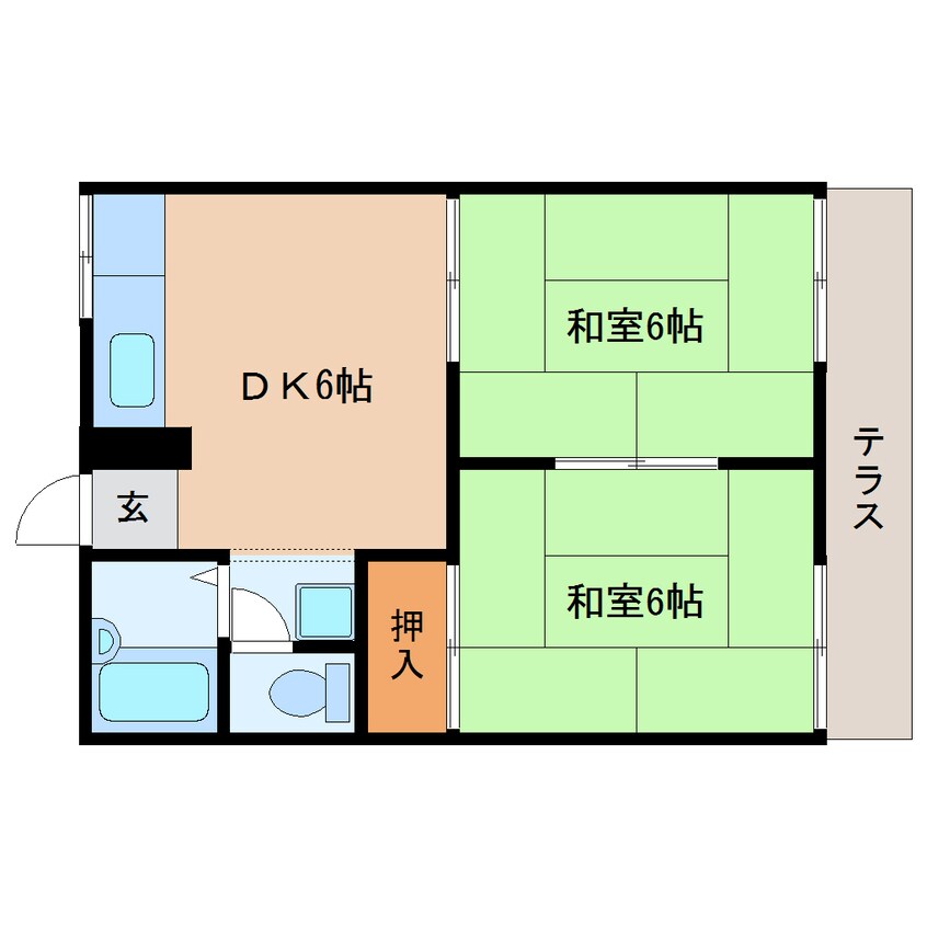 間取図 近鉄生駒線/竜田川駅 徒歩2分 1階 築33年