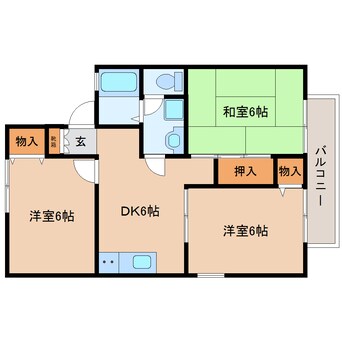 間取図 大和路線・関西本線/法隆寺駅 徒歩5分 2階 築27年