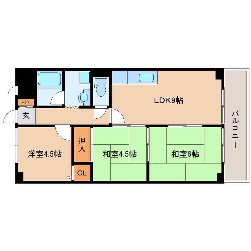 間取図 大和路線・関西本線/王寺駅 徒歩10分 5階 築36年