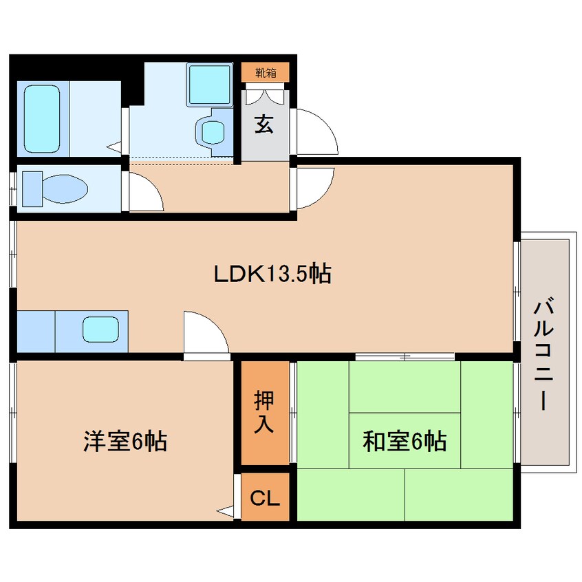 間取図 大和路線・関西本線/王寺駅 徒歩12分 1階 築25年