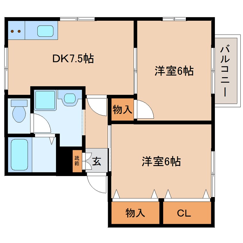 間取図 大和路線・関西本線/三郷駅 徒歩15分 1階 築38年