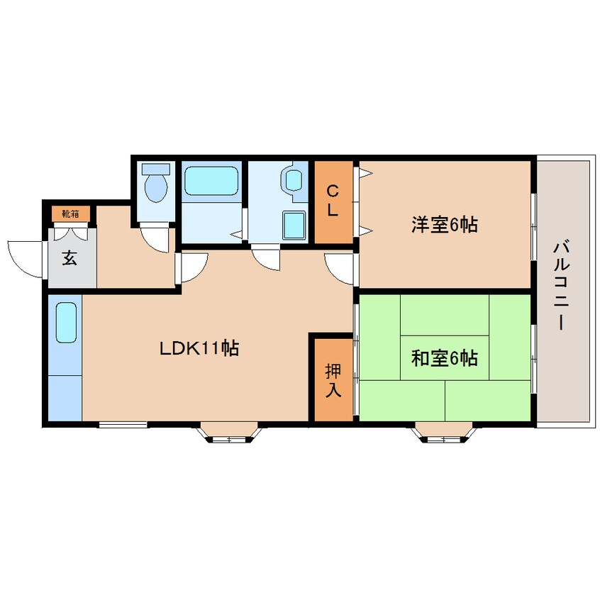 間取図 和歌山線/畠田駅 徒歩2分 3階 築32年