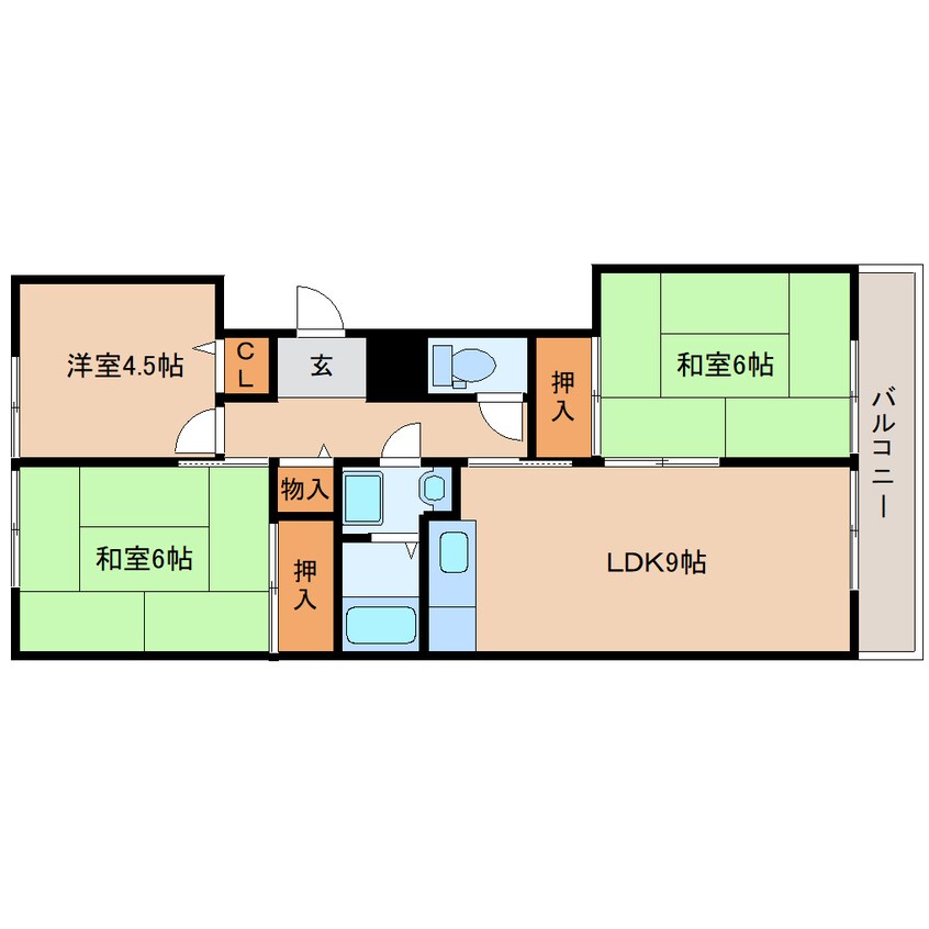 間取図 大和路線・関西本線/王寺駅 徒歩17分 2階 築36年