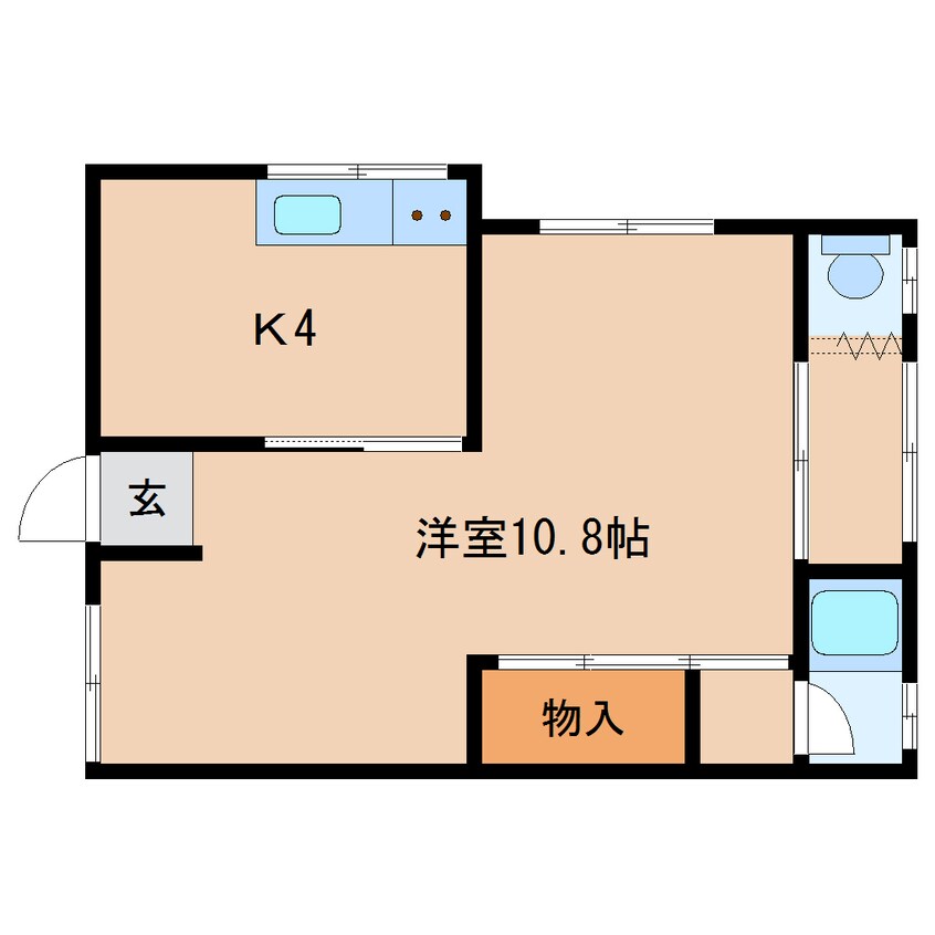 間取図 近鉄生駒線/平群駅 徒歩3分 2階 築45年