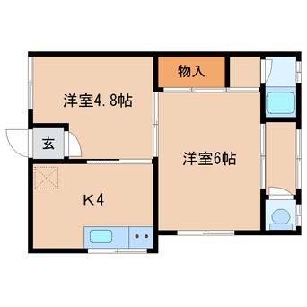 間取図 近鉄生駒線/平群駅 徒歩3分 3階 築45年