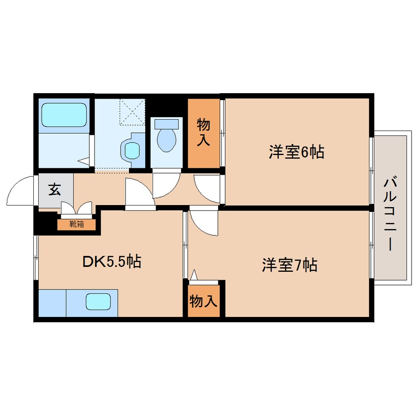 間取図 大和路線・関西本線/王寺駅 バス7分竜田大橋下車:停歩1分 2階 築27年