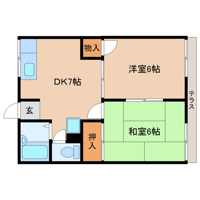 間取図 大和路線・関西本線/王寺駅 バス13分下牧南口下車:停歩3分 1階 築37年