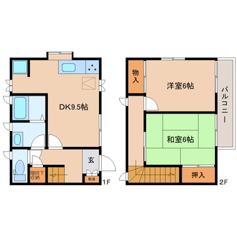 間取図 大和路線・関西本線/王寺駅 徒歩7分 1-2階 築36年