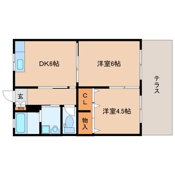 間取図 大和路線・関西本線/法隆寺駅 徒歩19分 1階 築46年