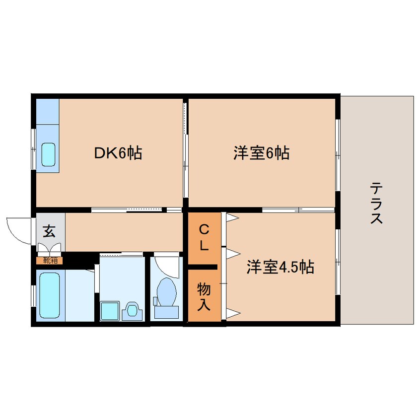 間取図 大和路線・関西本線/法隆寺駅 徒歩19分 1階 築46年