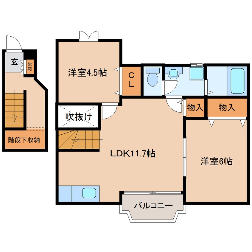 間取図 和歌山線/畠田駅 徒歩12分 2階 築20年