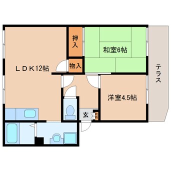 間取図 大和路線・関西本線/王寺駅 徒歩10分 1階 築38年