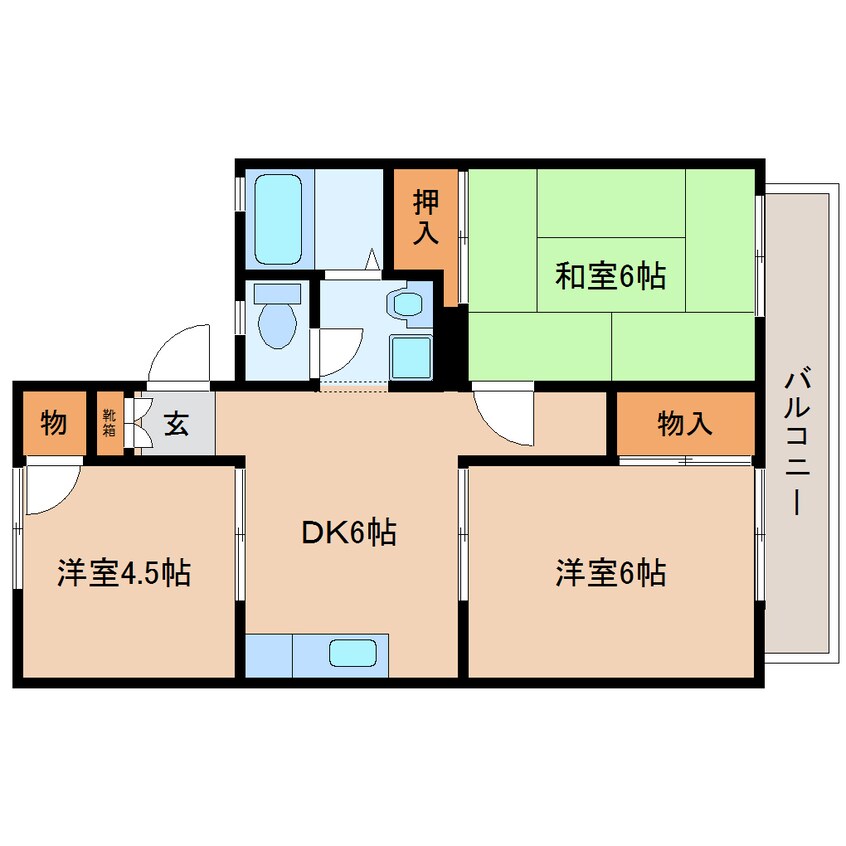 間取図 大和路線・関西本線/王寺駅 徒歩10分 2階 築37年