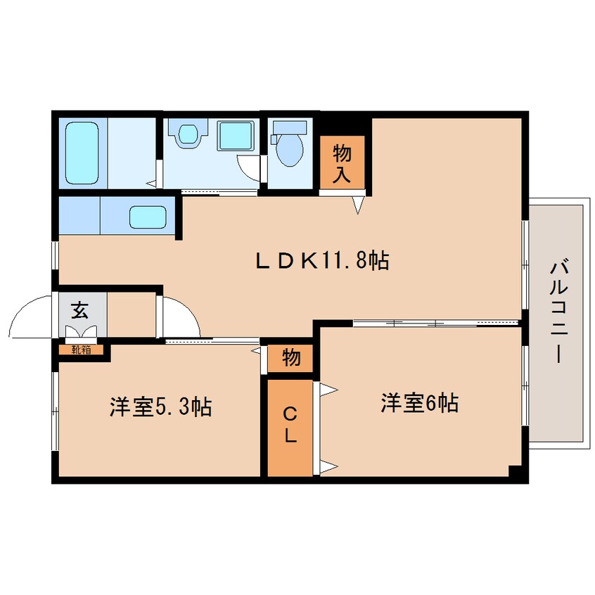 間取図 大和路線・関西本線/王寺駅 バス12分白鳳台１丁目下車:停歩5分 2階 築30年