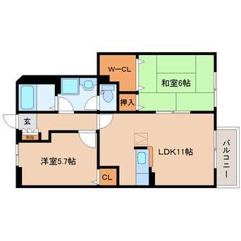 間取図 近鉄生駒線/平群駅 徒歩7分 1階 築18年