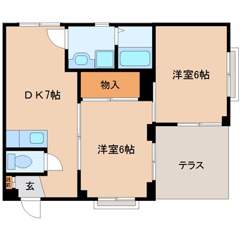 間取図 大和路線・関西本線/三郷駅 徒歩6分 1階 築30年