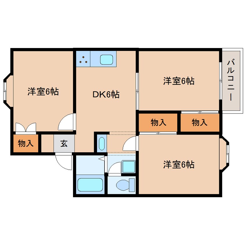 間取図 大和路線・関西本線/王寺駅 徒歩20分 2階 築30年