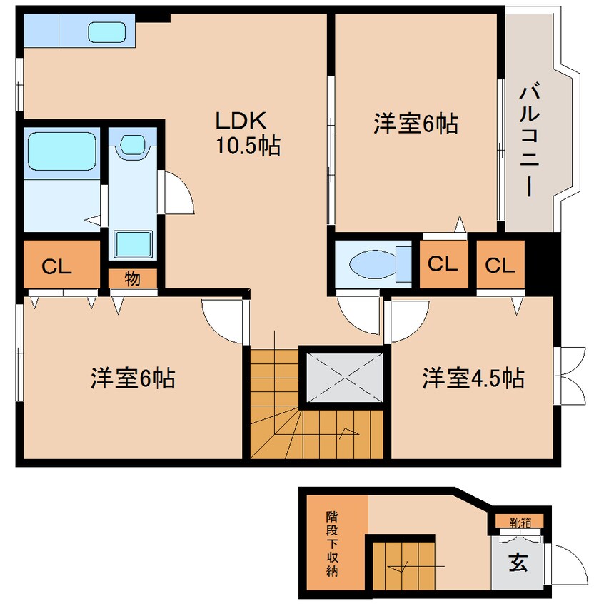 間取図 大和路線・関西本線/法隆寺駅 徒歩9分 2階 築18年