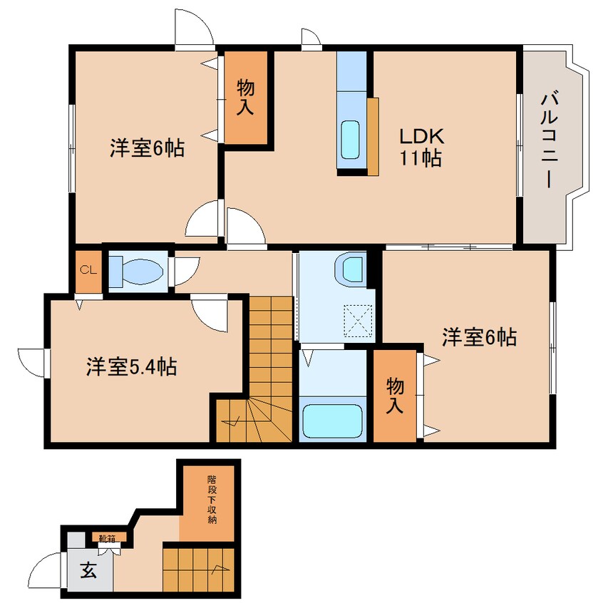間取図 大和路線・関西本線/王寺駅 バス15分服部下車:停歩3分 2階 築19年