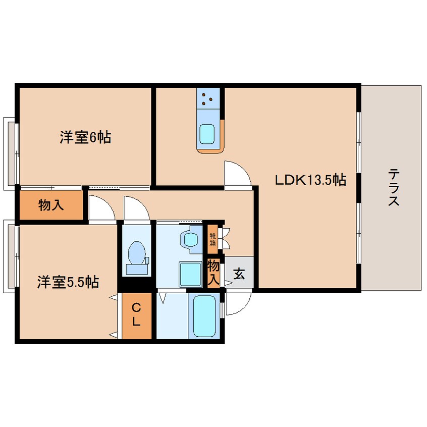 間取図 大和路線・関西本線/三郷駅 徒歩13分 1階 築26年