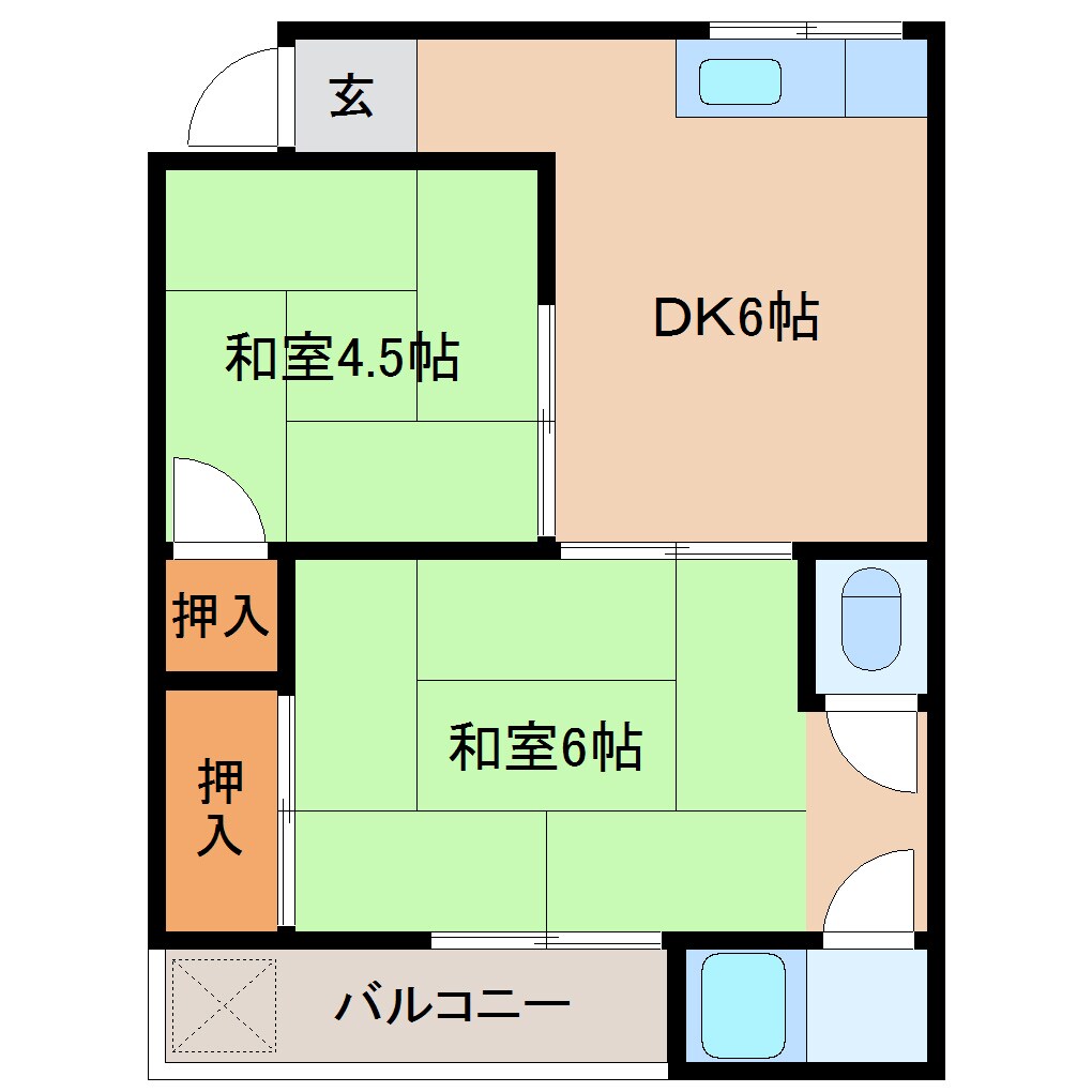 間取り図 大和路線・関西本線/法隆寺駅 徒歩5分 2階 築37年