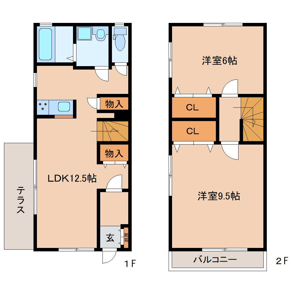間取り図 近鉄生駒線/勢野北口駅 徒歩12分 1-2階 築17年
