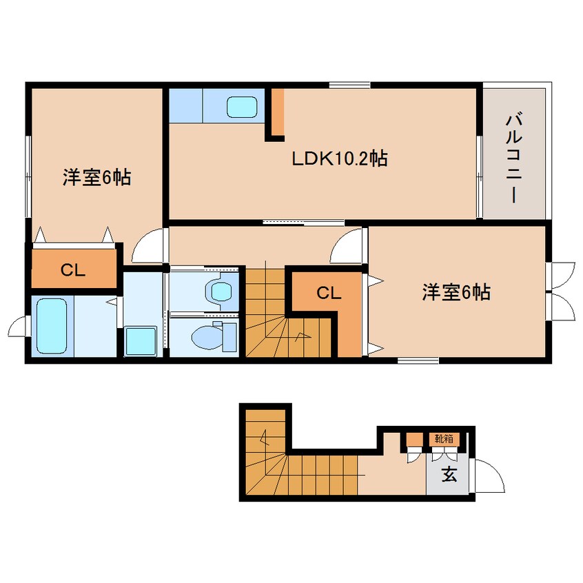 間取図 大和路線・関西本線/三郷駅 徒歩8分 2階 築15年