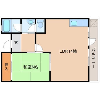 間取図 大和路線・関西本線/王寺駅 徒歩12分 2階 築39年